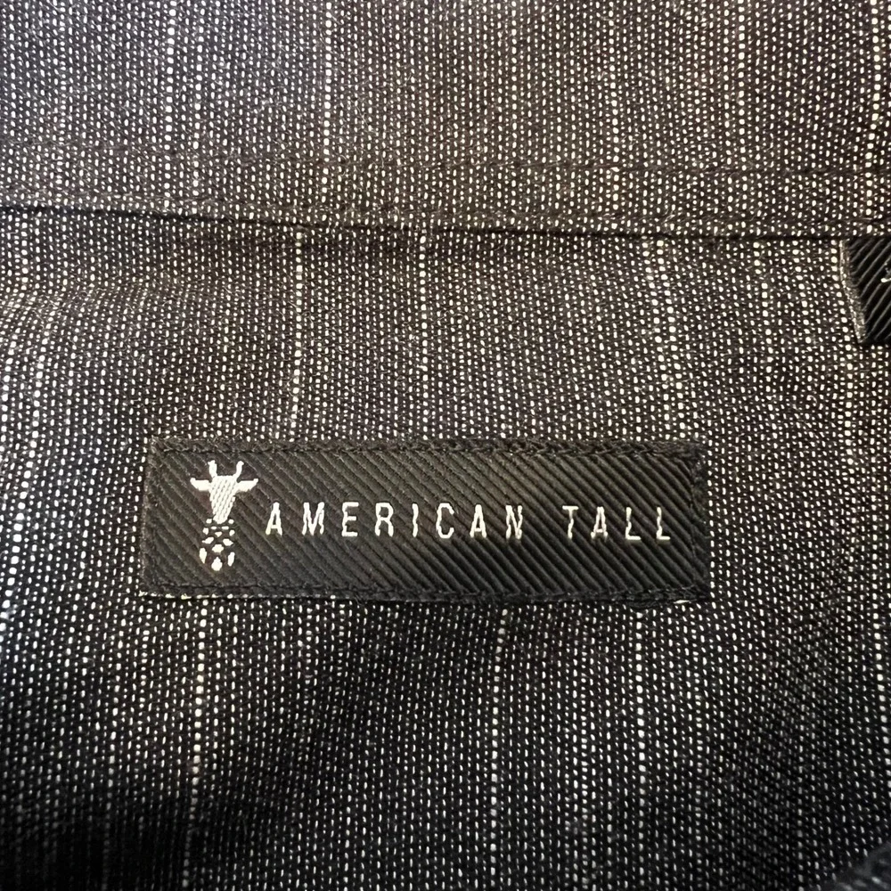 American Tall Button Down Shirt Charcoal Grey Slub Fabric Modern Professional LT